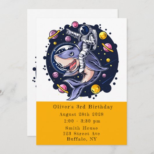 Hai Astronaut Space Boy Geburtstagsparty Einladung (Vorne/Hinten)