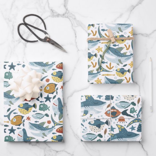 Hai Baby Boy Wrapping Paper Sheets Set 3 Geschenkpapier Set (Vorderseite)