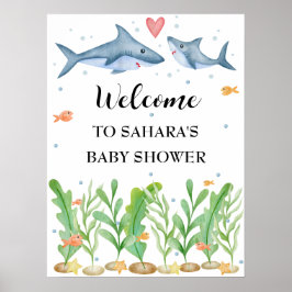 Hai-Babydusche Begrüßungszeichen unter dem Meer Poster