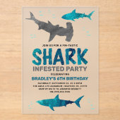 Hai befallen jedes Alter Geburtstagspartei Acryleinladungen (Vorderseite)