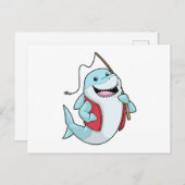 Hai beim Angeln mit Angelrute Postkarte (Vorne/Hinten)