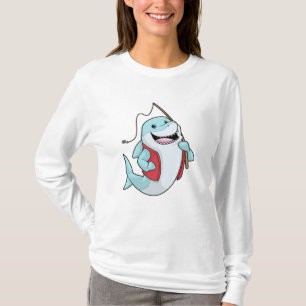 Hai beim Angeln mit Angelrute T-Shirt
