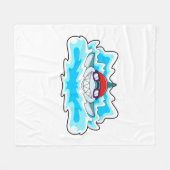 Hai beim Baden mit Schwimmbrille Fleecedecke (Vorderseite (Horizontal))