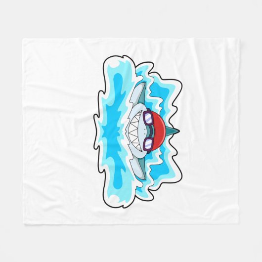 Hai beim Baden mit Schwimmbrille Fleecedecke (Vorderseite (Horizontal))