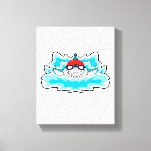 Hai beim Baden mit Schwimmbrille Leinwanddruck (Vorderseite)