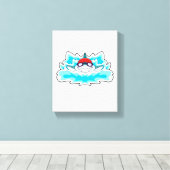 Hai beim Baden mit Schwimmbrille Leinwanddruck (Insitu (Holzboden))