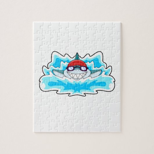 Hai beim Baden mit Schwimmbrille Puzzle (Vertikal)