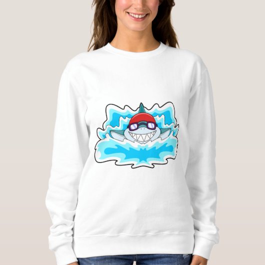 Hai beim Baden mit Schwimmbrille Sweatshirt (Vorderseite)