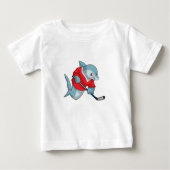 Hai beim Eishockey mit Eishockeystick Baby T-shirt (Vorderseite)