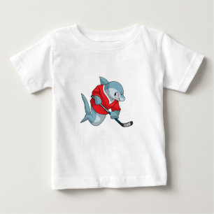Hai beim Eishockey mit Eishockeystick Baby T-shirt