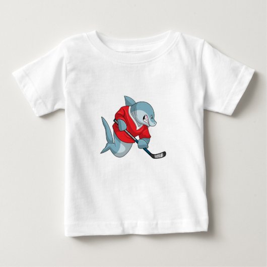 Hai beim Eishockey mit Eishockeystick Baby T-shirt (Vorderseite)