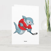 Hai beim Eishockey mit Eishockeystick Karte (Rückseite)