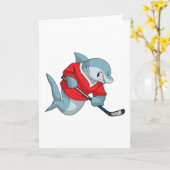 Hai beim Eishockey mit Eishockeystick Karte (Gelbe Blume)