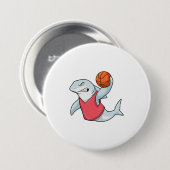 Hai beim Sport mit Basketball Button (Vorne & Hinten)