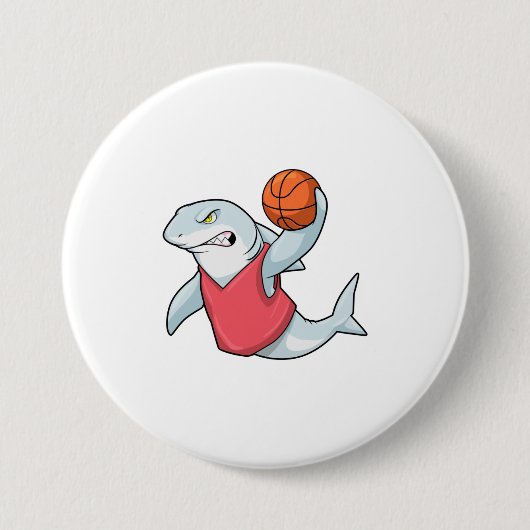 Hai beim Sport mit Basketball Button (Vorderseite)