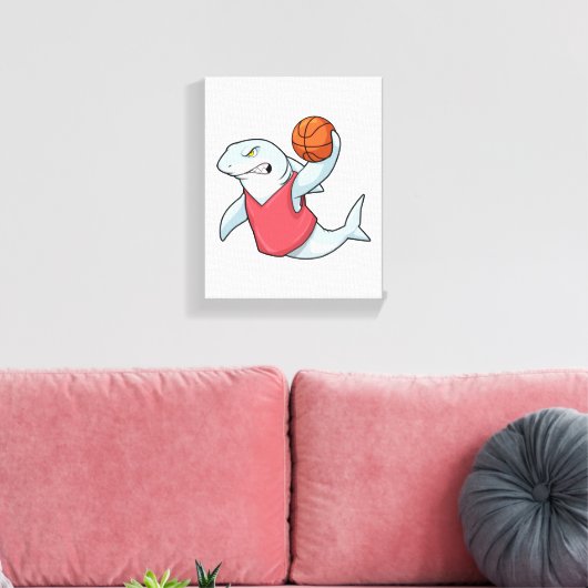 Hai beim Sport mit Basketball Leinwanddruck (Insitu (Wohnzimmer))