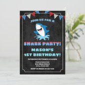 Hai Birthday Einladung Baby Shark (Stehend Vorderseite)