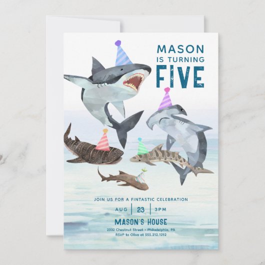 Hai Birthday Einladung Pool Party Kindergeburtstag (Vorderseite)