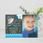 Hai Birthday Einladung Shark Pool Party (Stehend Vorderseite)