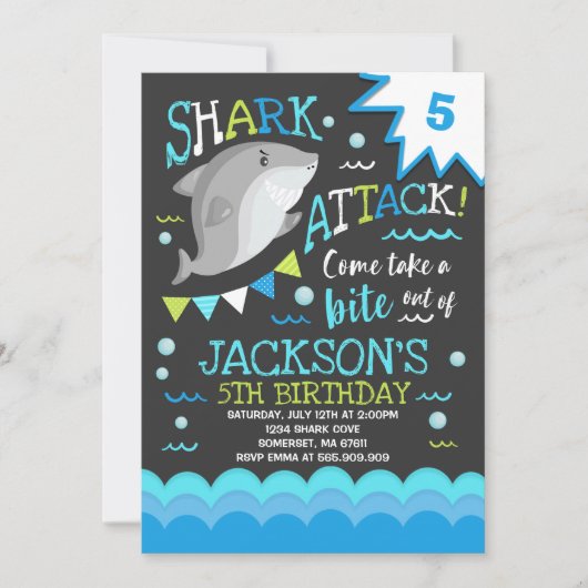 Hai Birthday Einladung Shark Pool Party (Vorderseite)