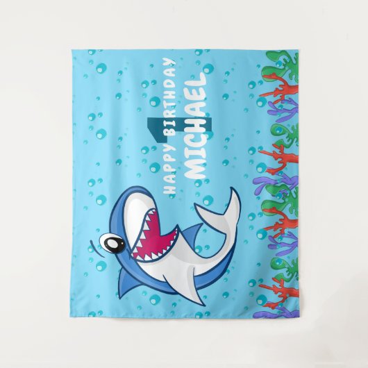 Hai Birthday First Bday Ocean Kinder Wandteppich (Vorderseite)