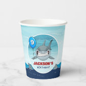 Hai Birthday Party Blue Paper Cup Pappbecher (Rückseite)