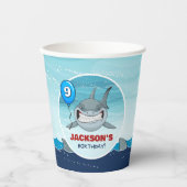 Hai Birthday Party Blue Paper Cup Pappbecher (Vorderseite)