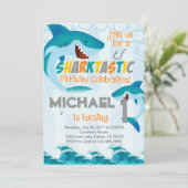 Hai Birthday Party Einladung Junge Sommer (Stehend Vorderseite)