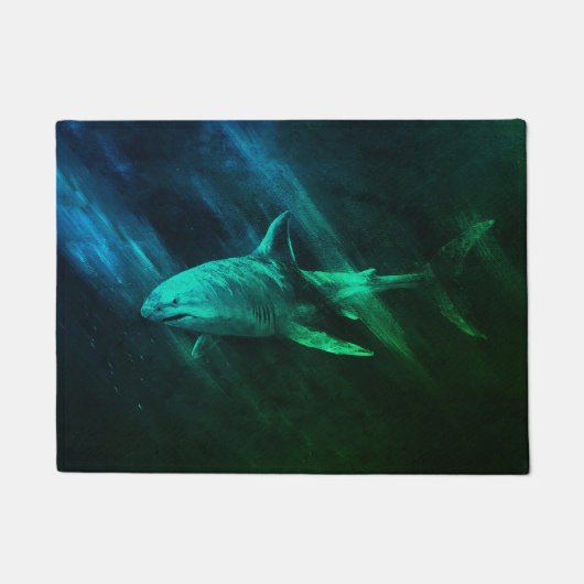 Hai Blau Grün 18 x 24 Fußmatte (Vorderseite)