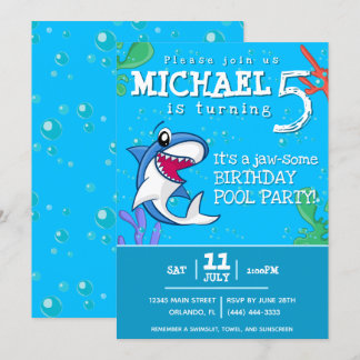 Hai Blauer Ozean Kinder jeden Geburtstag Einladung