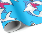 Hai Blauer Ozean Kinder jeden Geburtstag Geschenkpapier (Rolleneckpunkt)