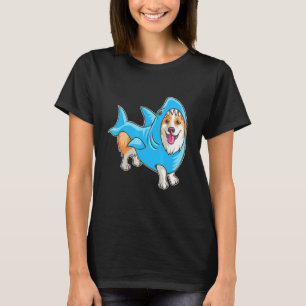 Hai-Corgi-Hundeanzug Welpen-Großer-Weißer T-Shirt