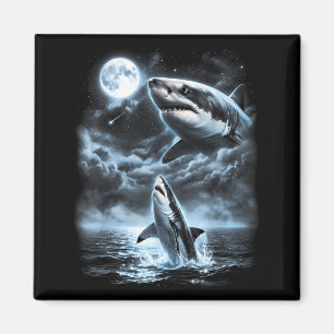 Hai der beim Mond heult 90er Retro Magnet