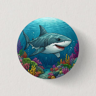 Hai, der in den Ozeantiefen schwimmt Button