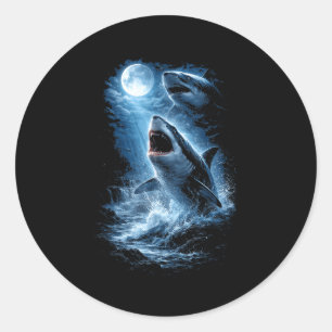 Hai, der zum Mond heult Meme 90er Tiergrafik Runder Aufkleber