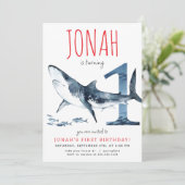 Hai Einladung zum ersten Geburtstag (Stehend Vorderseite)