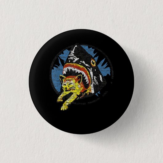 Hai essen eine Katze Funny Shark Geschenke Button (Vorderseite)
