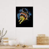 Hai essen eine Katze Funny Shark Geschenke Poster (Küche)