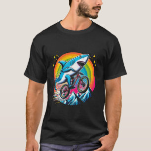 Hai fährt Fahrrad Mountainbike Lustiger Radfahrer T-Shirt