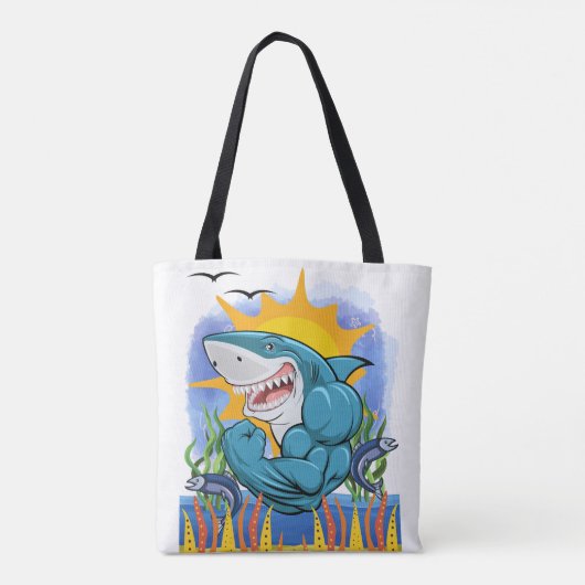 Hai Flechten Muskeln Sea Life und Sunshine Style Tasche (Rückseite)