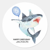 Hai Geburtstag, JEDES Alter, Jawsome Runder Aufkleber (Vorderseite)