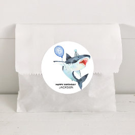 Hai Geburtstag, JEDES Alter, Jawsome Runder Aufkleber