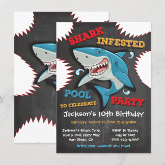 Hai Geburtstag Schwimmbad Party Einladungen