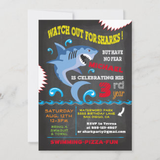 Hai Geburtstag Schwimmen Party Einladungen