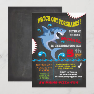 Hai-Geburtstags-Schwimmparty-Einladungen Einladung