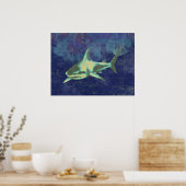 Hai gestörtes Blau Poster (Küche)