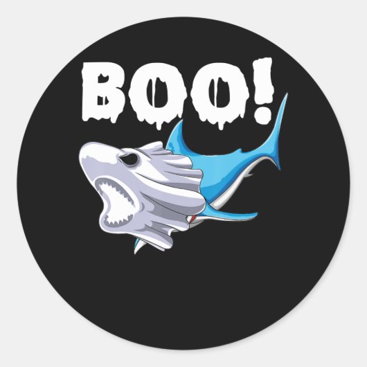 Hai Halloween Boo Ghost Shark Geschenk Männer Runder Aufkleber (Vorderseite)