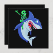 Hai Halloween Skeleton Riding Haie Lover Funny Einladung (Vorne/Hinten)