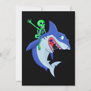 Hai Halloween Skeleton Riding Haie Lover Funny Feiertagskarte