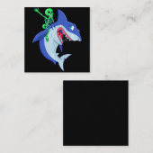 Hai Halloween Skeleton Riding Haie Lover Funny Quadratische Visitenkarte (Vorne/Hinten)